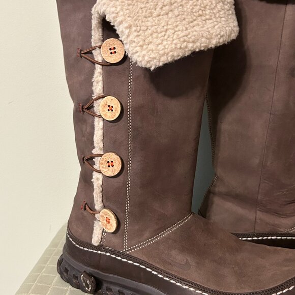 Nike Valenka Shearling Lined Puddle Proof Winter Boots - Soft Brown Size 8.5 + 9 - Picture 3 of 10